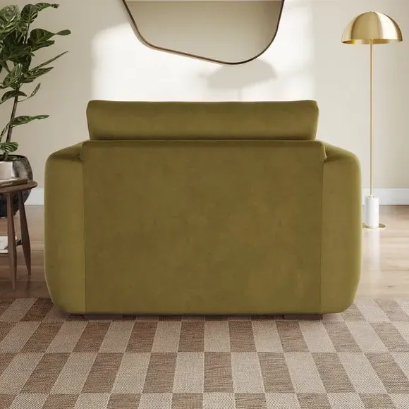 Snuggle Chair with Deep Arms - Olive, Velvet
