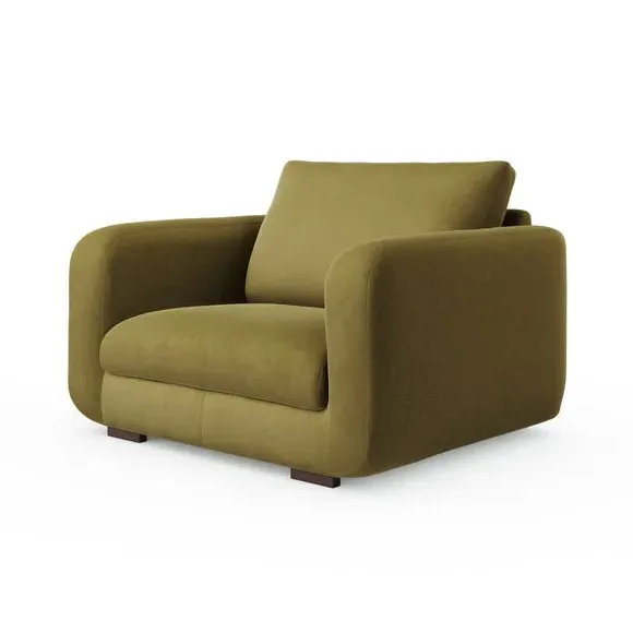 Snuggle Chair with Deep Arms - Olive, Velvet