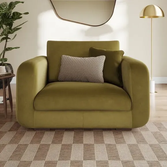 Snuggle Chair with Deep Arms - Olive, Velvet