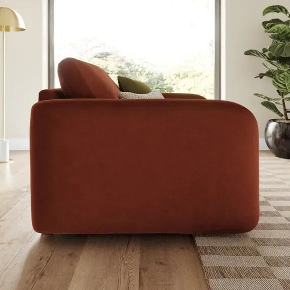 Snuggle Chair with Deep Arms - Orange, Velvet