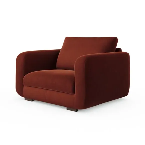Snuggle Chair with Deep Arms - Orange, Velvet