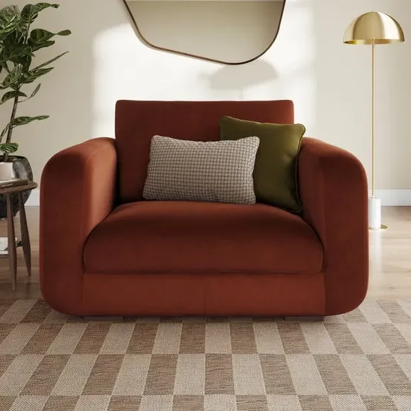 Snuggle Chair with Deep Arms - Orange, Velvet
