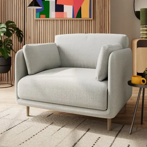 Snuggle Chair with Fixed Back - Natural, Chenille