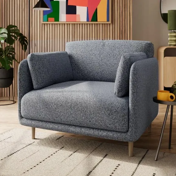 Snuggle Chair with Fixed Back - Navy, Boucle