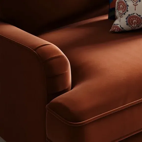 Snuggle Chair with Fixed Back - Orange, Velvet