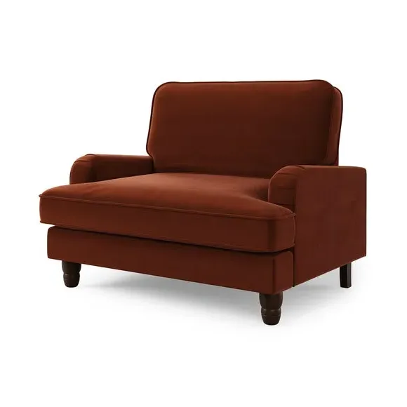 Snuggle Chair with Fixed Back - Orange, Velvet