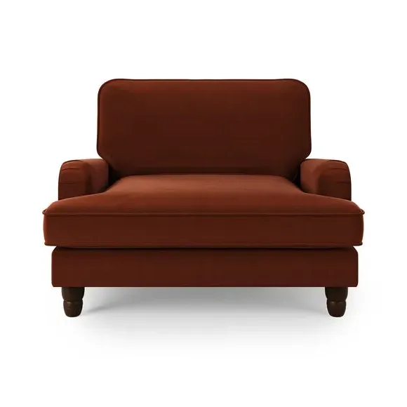 Snuggle Chair with Fixed Back - Orange, Velvet