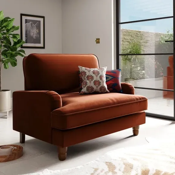 Snuggle Chair with Fixed Back - Orange, Velvet image