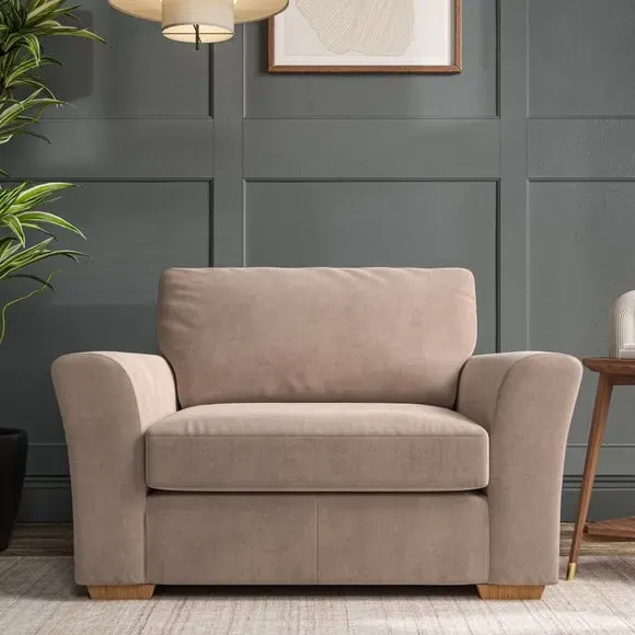 Snuggle Chair with Flared Arms - Natural, Velvet