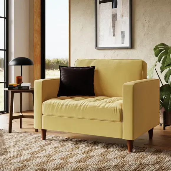 Snuggle Chair with Foam Cushion - Gold, Velvet image