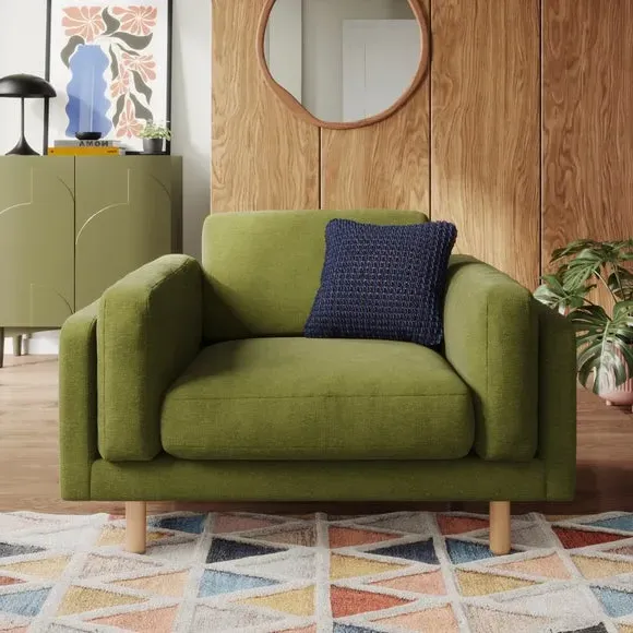 Snuggle Chair with Foam Filling - Olive, Chenille