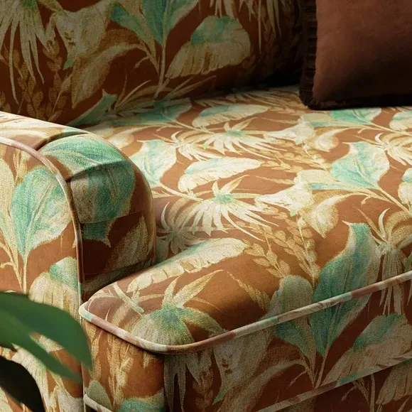 Snuggle Chair with Palm Pattern - Green, Velvet