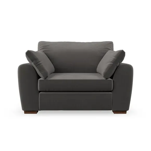 Snuggle Chair with Pillow Arms - Charcoal, Velvet