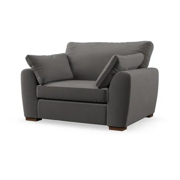 Snuggle Chair with Pillow Arms - Charcoal, Velvet