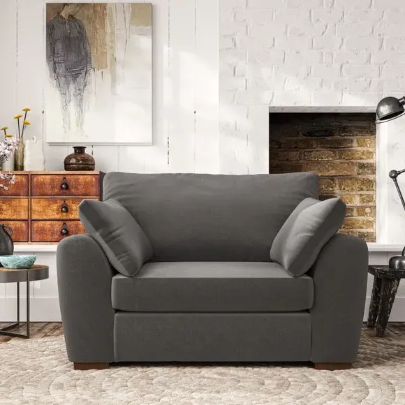 Snuggle Chair with Pillow Arms - Charcoal, Velvet image