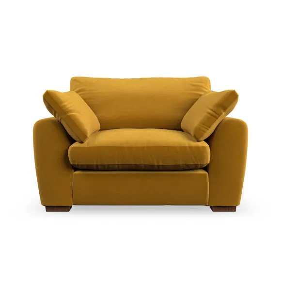 Snuggle Chair with Pillow Arms - Gold, Velvet
