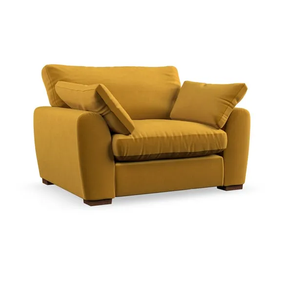 Snuggle Chair with Pillow Arms - Gold, Velvet