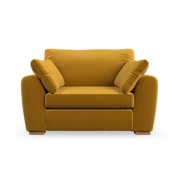 Snuggle Chair with Pillow Arms - Gold, Velvet
