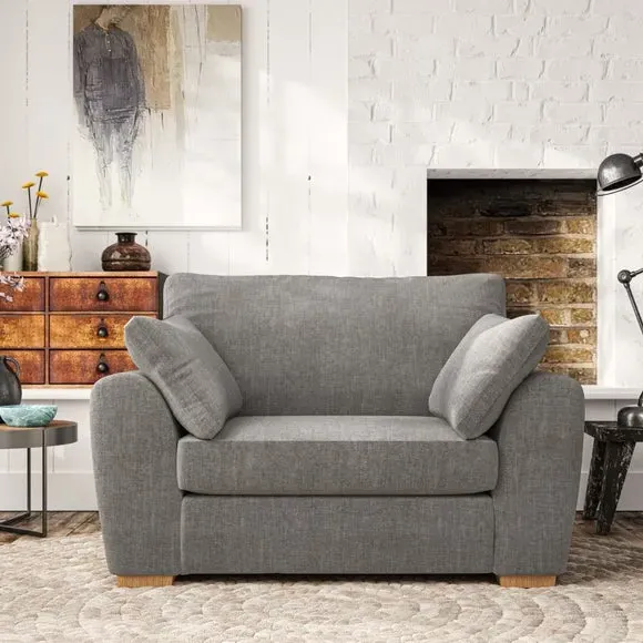 Snuggle Chair with Pillow Arms - Grey, Chenille