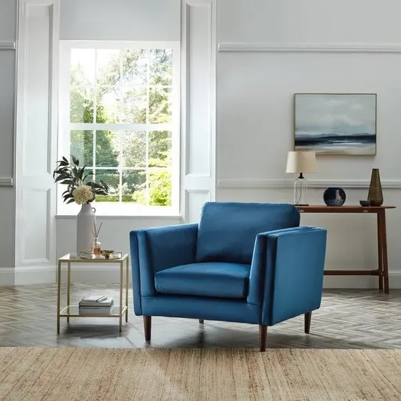 Snuggle Chair with Pillow Arms - Navy, Velvet