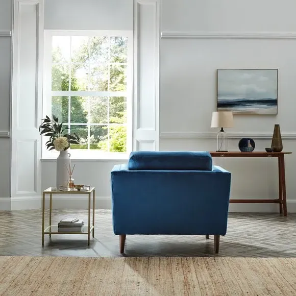 Snuggle Chair with Pillow Arms - Navy, Velvet