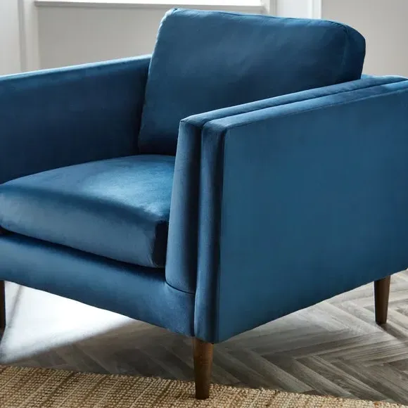 Snuggle Chair with Pillow Arms - Navy, Velvet