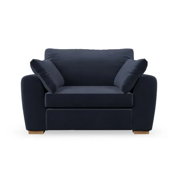 Snuggle Chair with Pillow Arms - Navy, Velvet