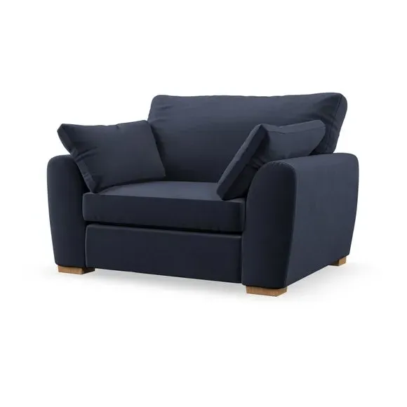 Snuggle Chair with Pillow Arms - Navy, Velvet