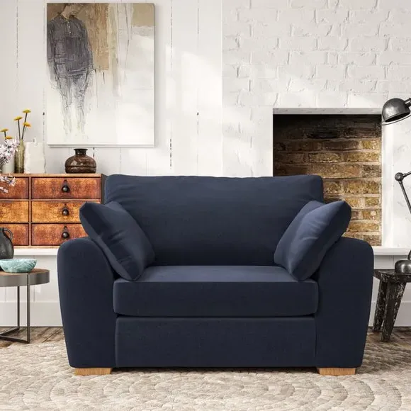 Snuggle Chair with Pillow Arms - Navy, Velvet