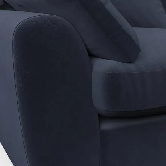 Snuggle Chair with Pillow Arms - Navy, Velvet