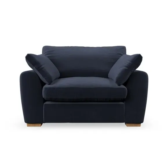 Snuggle Chair with Pillow Arms - Navy, Velvet