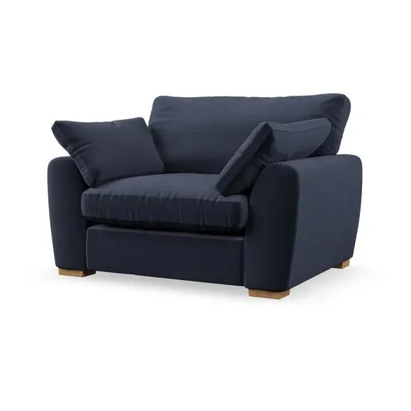 Snuggle Chair with Pillow Arms - Navy, Velvet