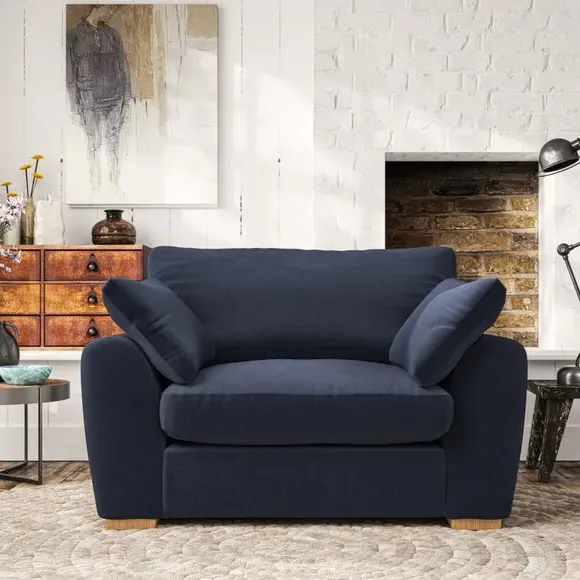 Snuggle Chair with Pillow Arms - Navy, Velvet