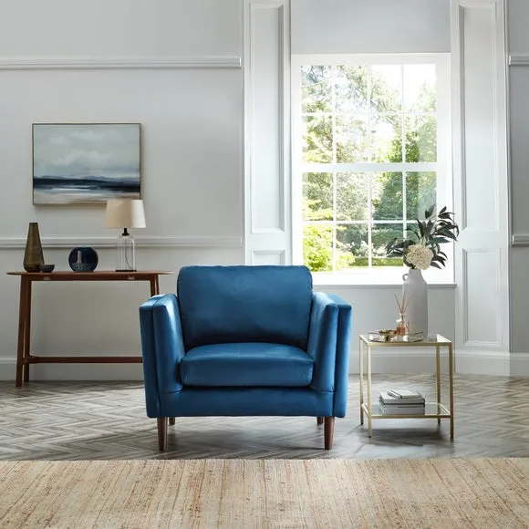 Snuggle Chair with Pillow Arms - Navy, Velvet image