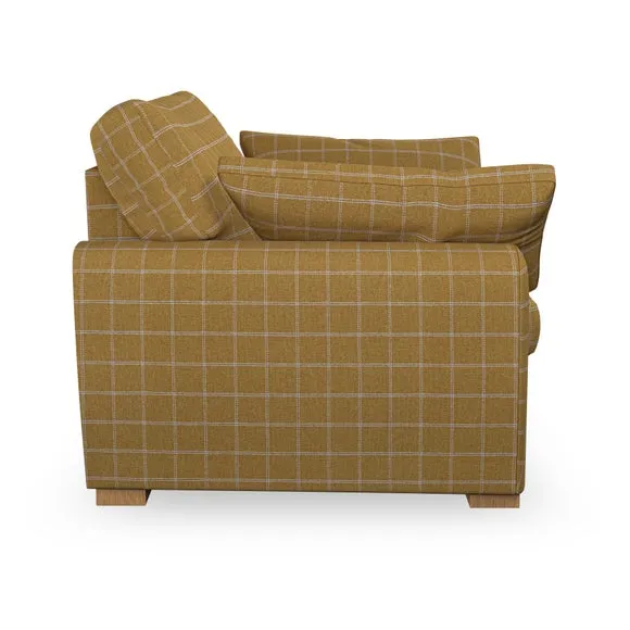 Snuggle Chair with Pillow Arms - Ochre, Check