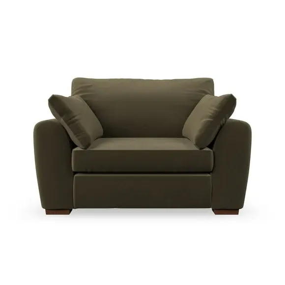 Snuggle Chair with Pillow Arms - Olive, Velvet