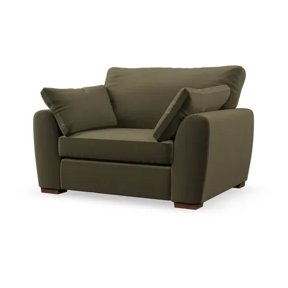 Snuggle Chair with Pillow Arms - Olive, Velvet