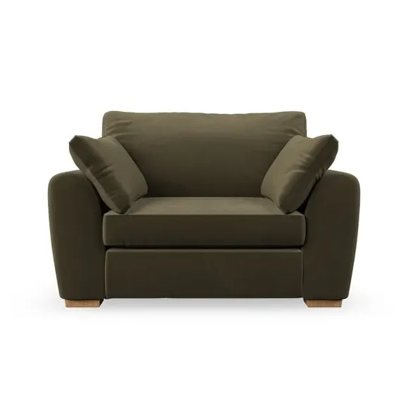 Snuggle Chair with Pillow Arms - Olive, Velvet