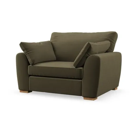 Snuggle Chair with Pillow Arms - Olive, Velvet