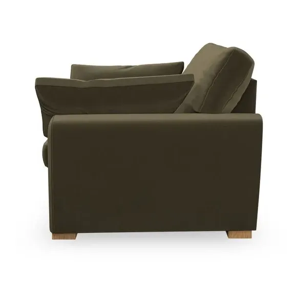 Snuggle Chair with Pillow Arms - Olive, Velvet