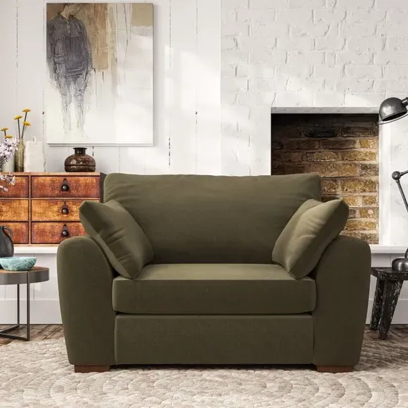 Snuggle Chair with Pillow Arms - Olive, Velvet