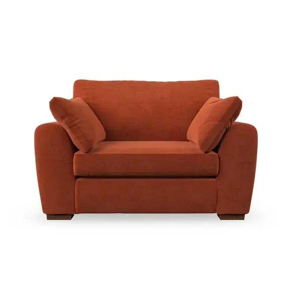 Snuggle Chair with Pillow Arms - Orange, Velvet