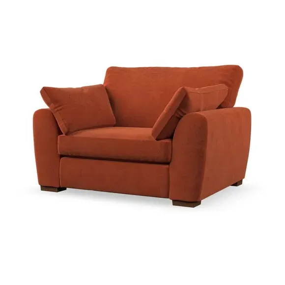 Snuggle Chair with Pillow Arms - Orange, Velvet