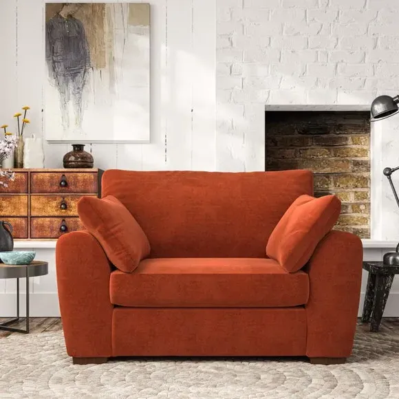 Snuggle Chair with Pillow Arms - Orange, Velvet