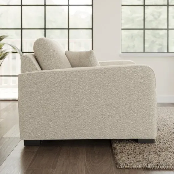 Snuggle Chair with Piped Detailing - Beige, Boucle