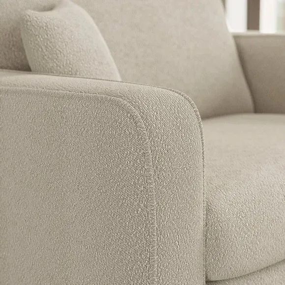 Snuggle Chair with Piped Detailing - Beige, Boucle