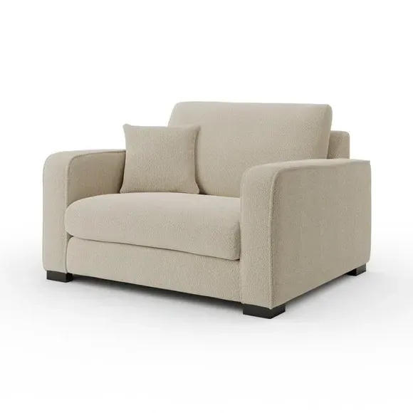 Snuggle Chair with Piped Detailing - Beige, Boucle