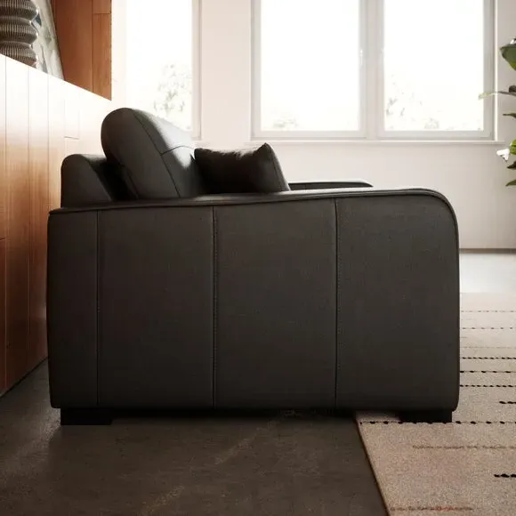 Snuggle Chair with Piped Detailing - Black, Leather