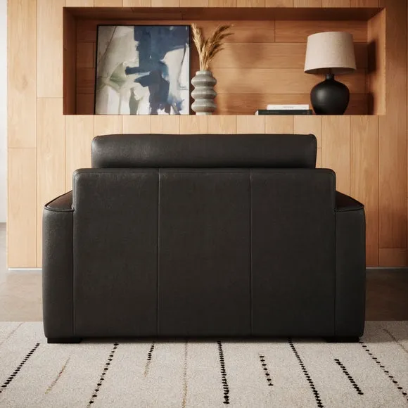 Snuggle Chair with Piped Detailing - Black, Leather