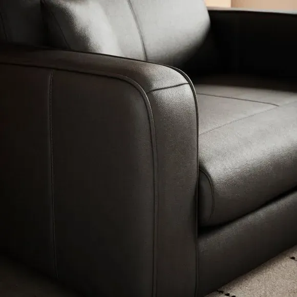 Snuggle Chair with Piped Detailing - Black, Leather